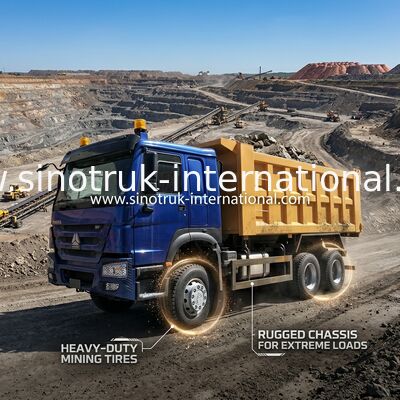 أزرق أصفر SINOTRUK HOWO 400HP 6x4 TIPPER DUMP TRUCK LHD Euro II