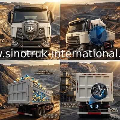SINOTRUK HOHAN 8 × 4 شاحنة قلابة قلابة للبناء