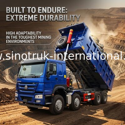 400HP استهلاك منخفض للوقود HOWO Blue Tipper Dump Truck RHD 6 × 4 12عجلات ذات قوة حصانية عالية