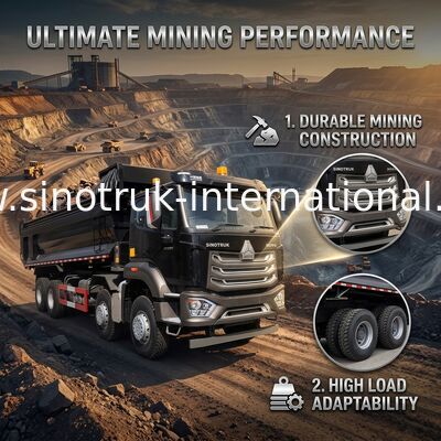 SINOTRUK HOHAN 8 × 4 شاحنة قلابة سوداء للبناء