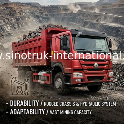 شاحنة قلابة حمراء HOWO SINOTRUK 10-25 متر مكعب تحميل 25-40 طن ZZ3257N3847A