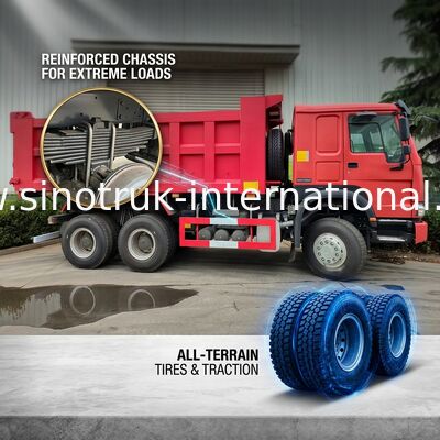 10 عجلات LHD HOWO 6x4 شاحنة قلابة عالية القوة 400HP انخفاض استهلاك الوقود