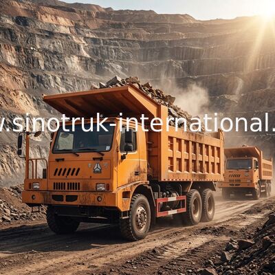 6X4 LHD التعدين قلابة شاحنة 371HP 70 طن SINOTRUK HOWO لصناعة التعدين