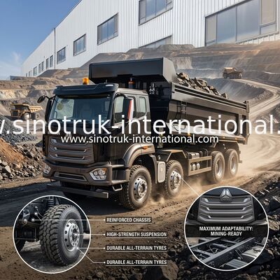 371HP SINOTRUK HOWO قلابة شاحنة RHD 8 × 4