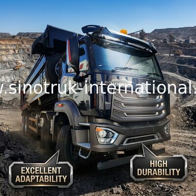 LHD 8 × 4 10wheels HOWO قلابة شاحنة عالية القوة 371HP