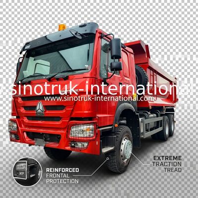 LHD 6 × 6 10 عجلات ZZ3257V4357B1R 380HP الأحمر كل محركات HOWO شاحنة تيبر عالية قوة الخيل استهلاك الوقود المنخفض