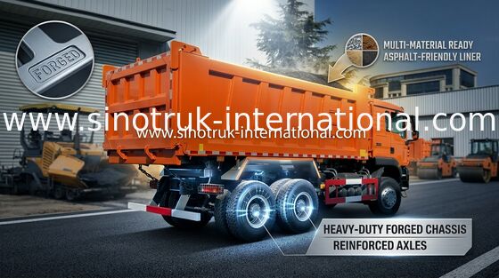 HOWO شاحنة قلابة Sinotruk 371HP TXcab Sunset Orange ZZ3257N384GB1