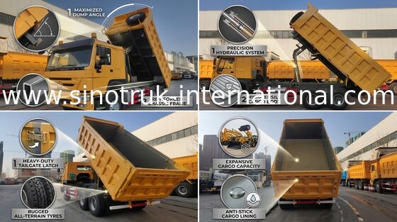 10 عجلات شاحنة قلابة HOWO ZZ3257N3847A 30 طن 16-20 CBM