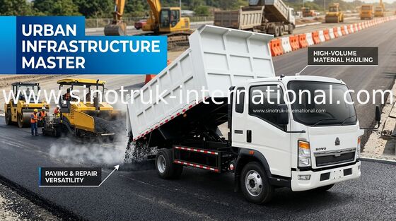 أعمال البناء قلابة شاحنة قلابة Sinotruk Howo 116hp