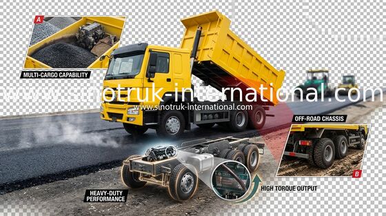 371HP LHD SINOTRUK HOWO 6x4 شاحنة قلابة للتعدين باستخدام