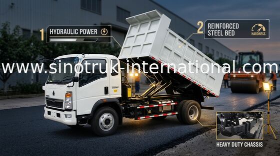 شاحنات قلابة خفيفة Sinotruk Howo 4 × 2 Rhd 8 طن 116hp