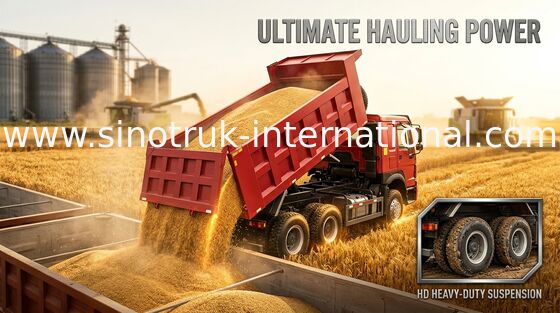 30 - 40 Tons Ten Wheel Tipper Dump Truck 10-25CBM Front Lifting Hydraulic Cylinder