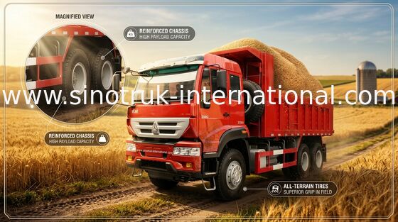 30 - 40 Tons 6X4 LHD Tipper Dump Truck with 10-25CBM Front Lifting Hydraulic Cylinder