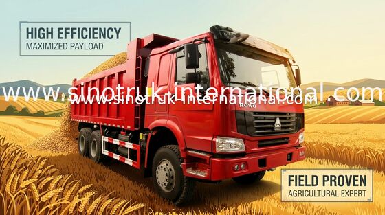 LHD 6X4 Heavy Duty SINOTRUK HOWO Dump Truck With Tarpaulin Cover / Metal Cover