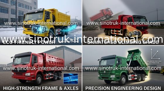 SINOTRUK HOWO قلابة شاحنة قلابة 10wheels LHD 371HP 25tons 10-25CBM ZZ3257N3847A