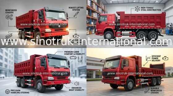 SINOTRUK HOWO قلابة شاحنة قلابة 6X4 10-25cbm تحميل البضائع 30tons ZZ3257N3647A