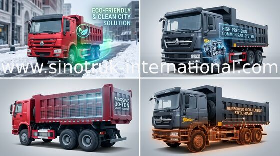 شاحنة قلابة قلابة SINOTRUK HOWO 10 عجلات تحميل 371HP 25-40 طن 10-25CBM البضائع