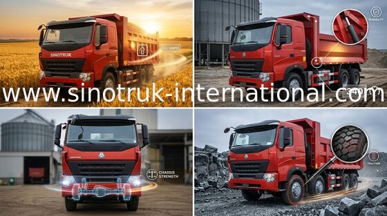 SINOTRUK شاحنة قلابة تفريغ محرك HOWO A7 371HP للتعدين ZZ3257N3847N1