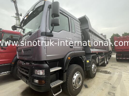 الشاحنة الثقيلة HOWO TX 8X4 تيبر 400HP مزدوج 16T المحور الخلفي مزدوج 9.5T رمادي