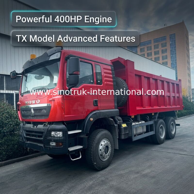 SINOTRUK HOWO TX Model 400HP LHD قلابة شاحنة قلابة 6X4 مع أضواء تحذير