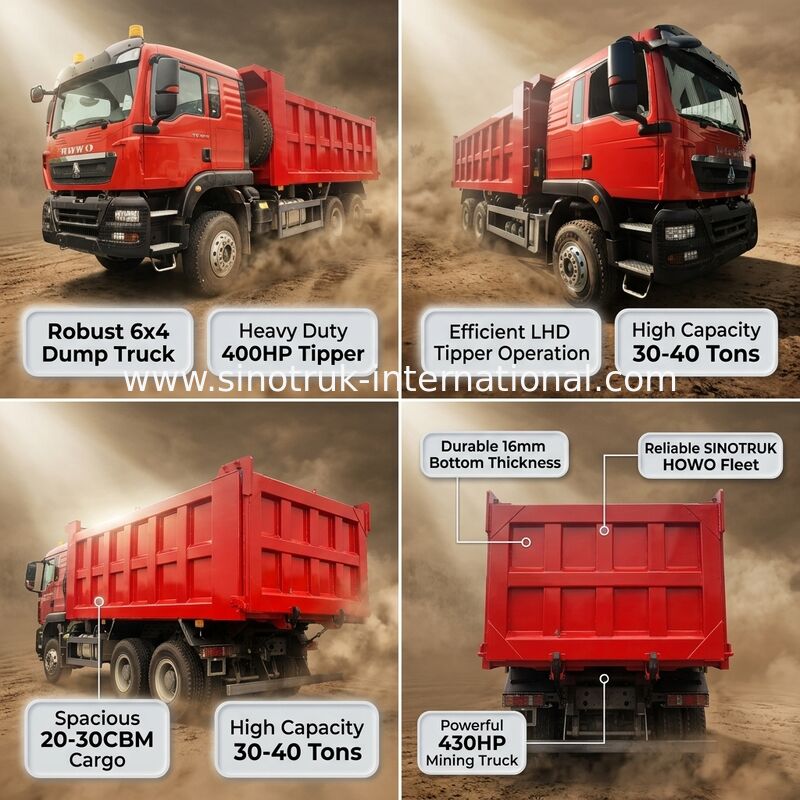 HOWO ZZ3257V384GB1 شاحنة تيمبر 400HP 6x4 LHD