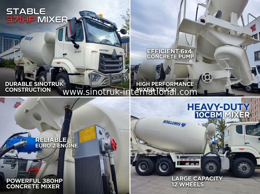 شاحنة خلاطة HOWO بقوة حصانية عالية 371 حصان واستهلاك وقود منخفض LHD 6×4 10 عجلات