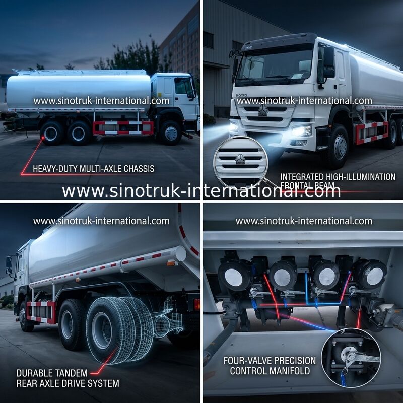 HOWO 6 × 4 10 Wheels Oil Tank Truck 400HP 20CBM للنقل