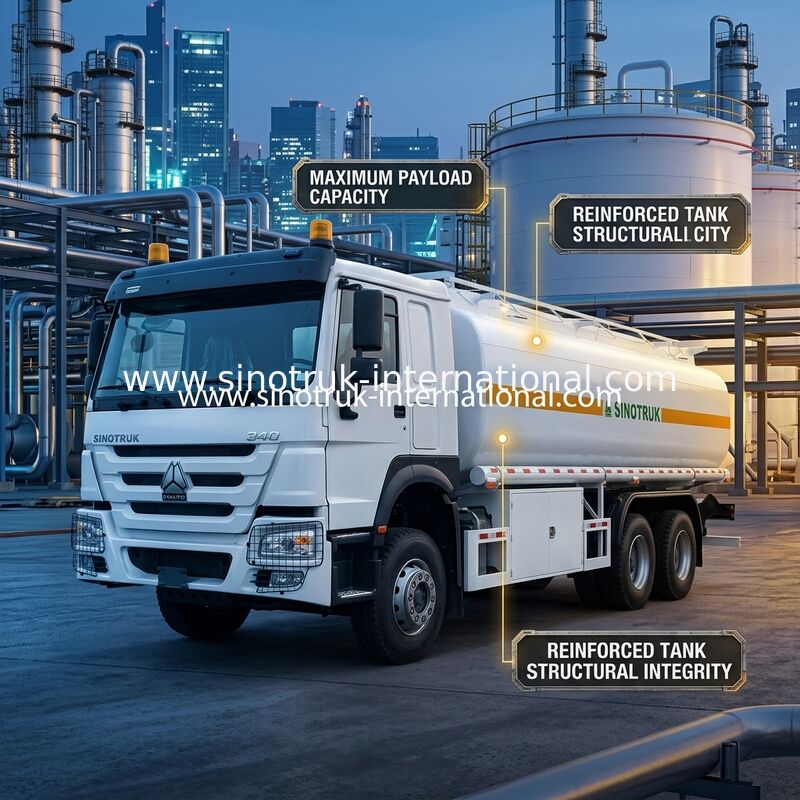 شاحنة خزان الوقود Sinotruk Howo 20CBM شاحنة خزان الوقود 10 عجلات 340 حصان 6 × 4 مقصورات متعددة