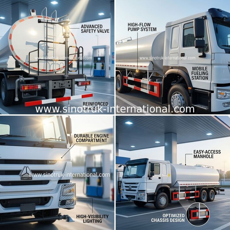 LHD 6 × 4 10 عجلات ذات قوة حصانية عالية 400 حصان HOWO شاحنة خزان الزيت استهلاك منخفض للوقود