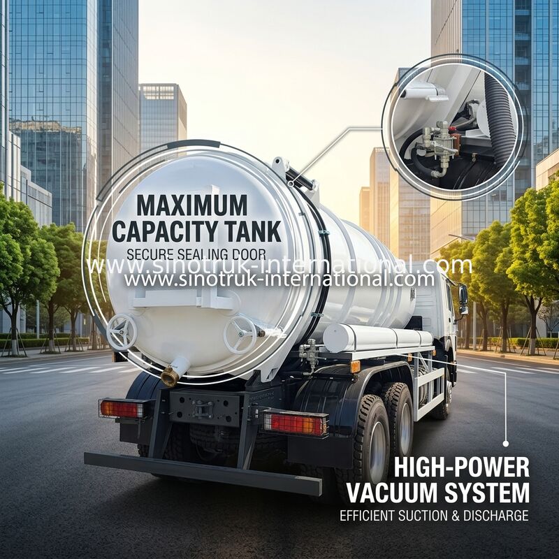 شاحنة تنظيف الصرف الصحي HOWO 6*4 16CBM 380HP: أداء عالي الطاقة يلبي حلول التنظيف متعددة الوظائف الفعالة