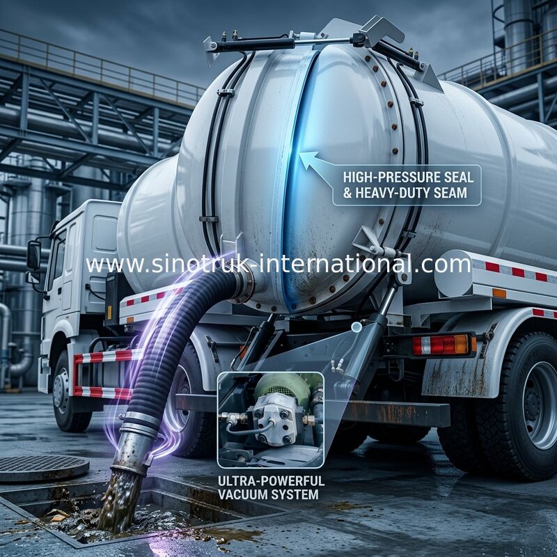 19CBM LHD 336HP Sewer Vacuum Truck 6×4 For Oil Chemical Sewage Tank Sediment Suction