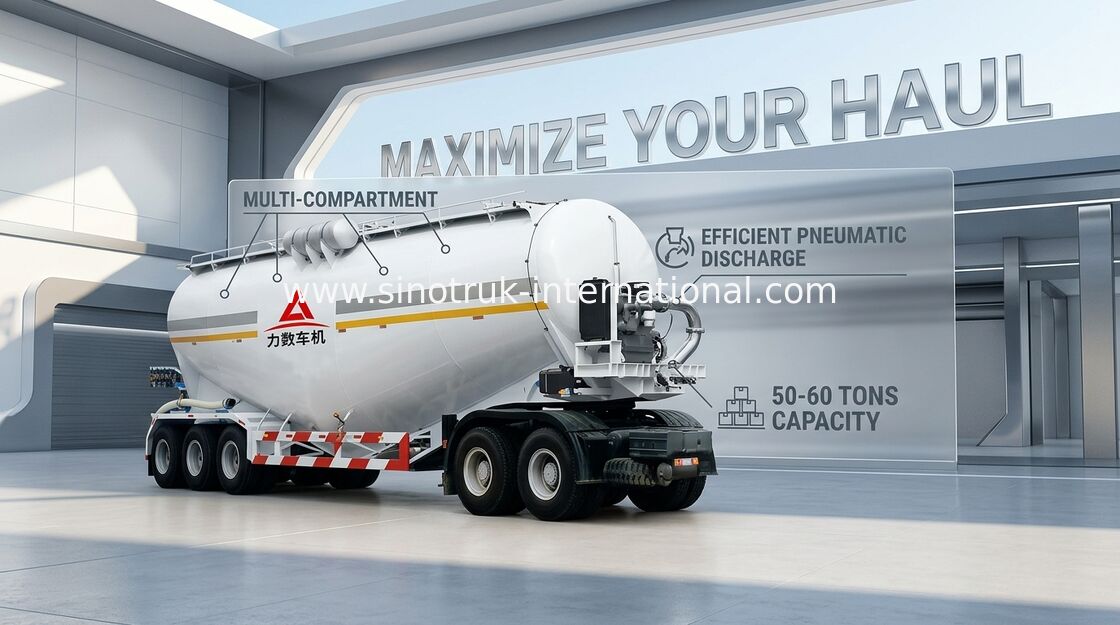 48.5cbm Mn Steel  Bulk Cement Tank Semi Trailer Truck ISO / 3C / BV / IFA / SGS