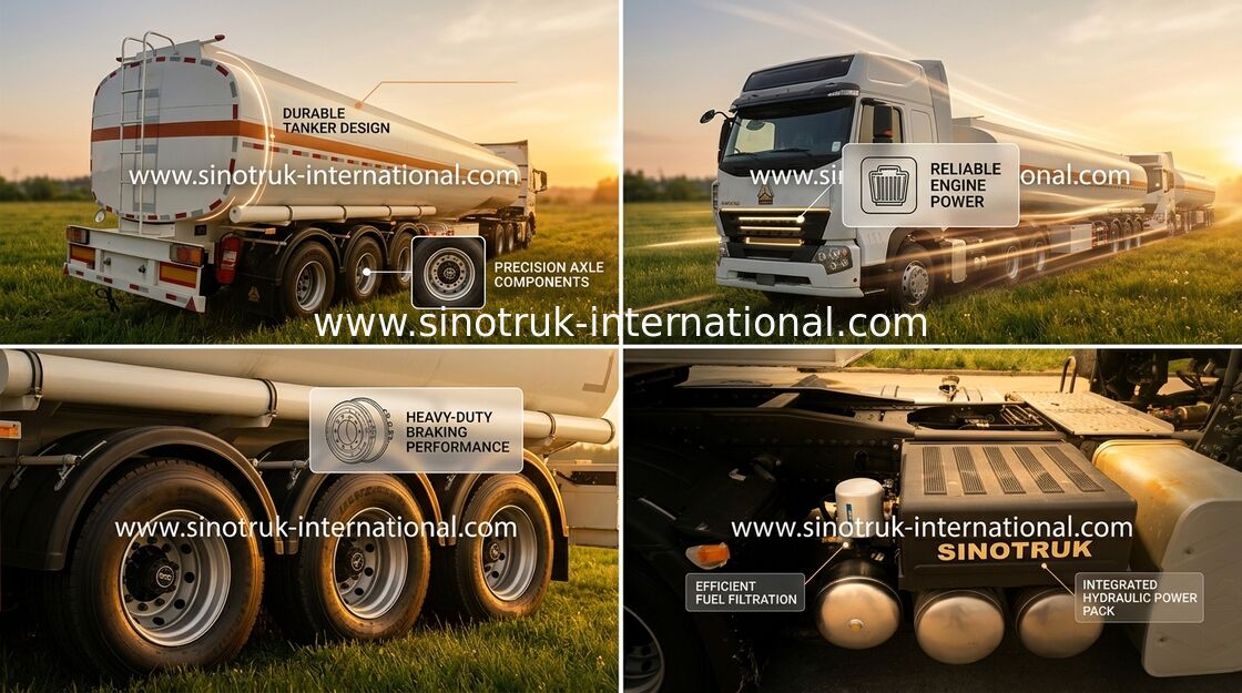 A7 Semi Trailer Truck 3 Axles Fuel Oil Delivery Truck With 50000L - 65000L Tank