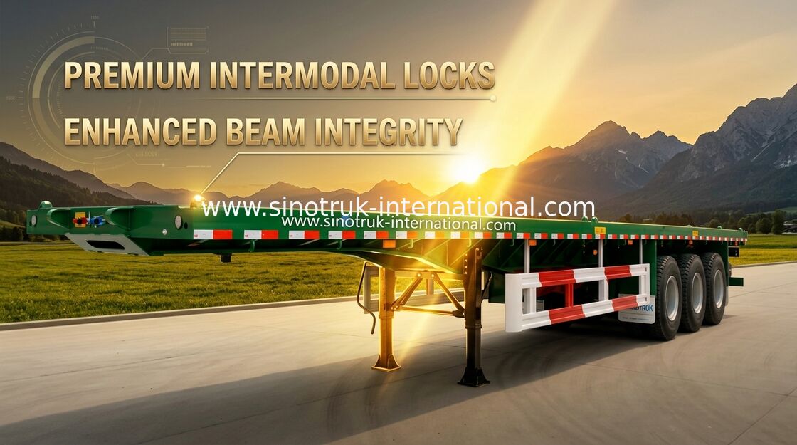 Flat-bed Semi Trailer Truck 3 Axles 30-60Tons 13m for Container Loading