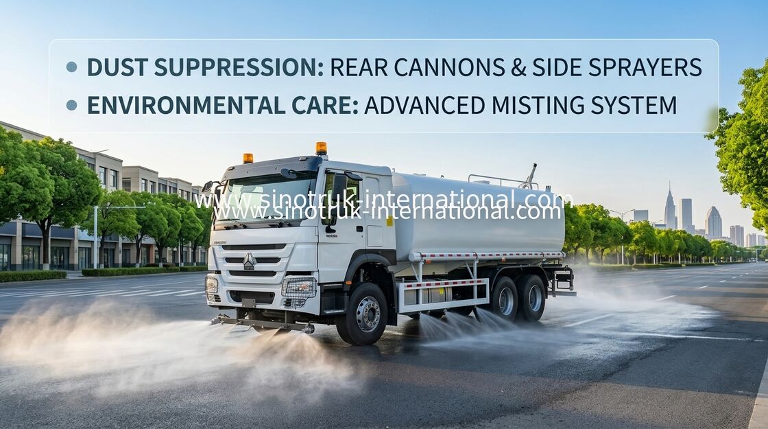 شاحنة خزان المياه الصينوتروك HOWO بيضاء RHD 6x4 ZZ1257V4347B1 مع وظيفة التنظيف عالية الضغط