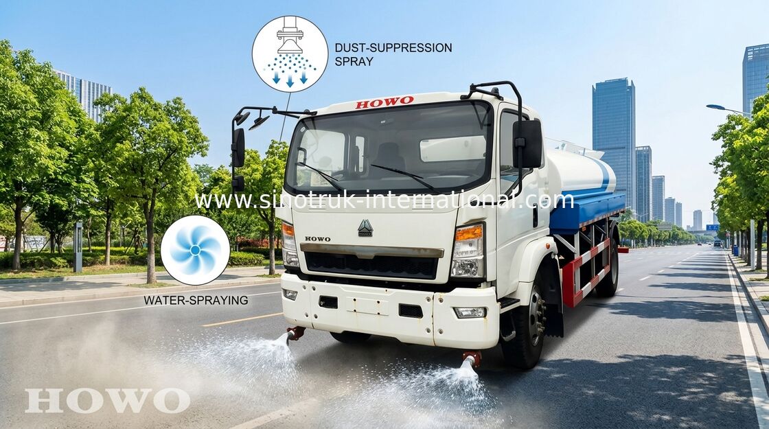 Sprinkling Truck 5 - 8CBM SINOTRUK HOWO Light Duty Truck Chassis For Road Flushing