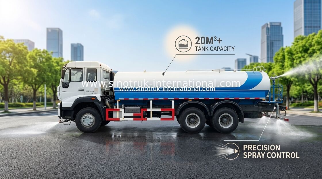 5000 جالون شاحنة صهريج مياه ساينو تراك 11.00R20 شعاعي الإطارات 9920 × 2496 × 3550 مم