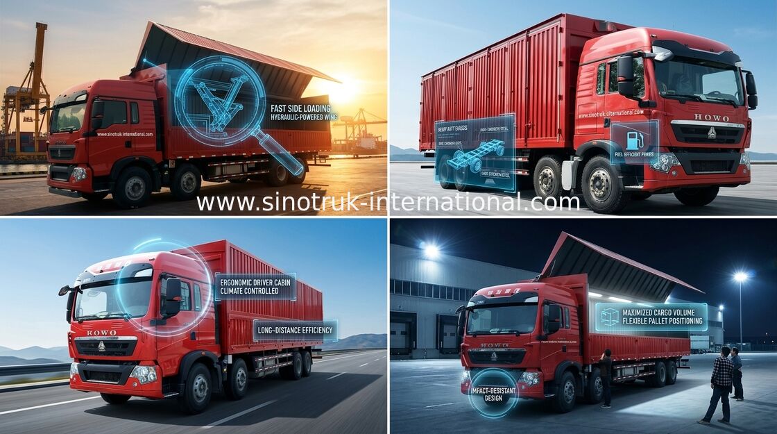 SINOTRUK HOWO T5G Wing Van Cargo Truck 8X4 12 Wheels LHD MAN Engine Euro4 336HP