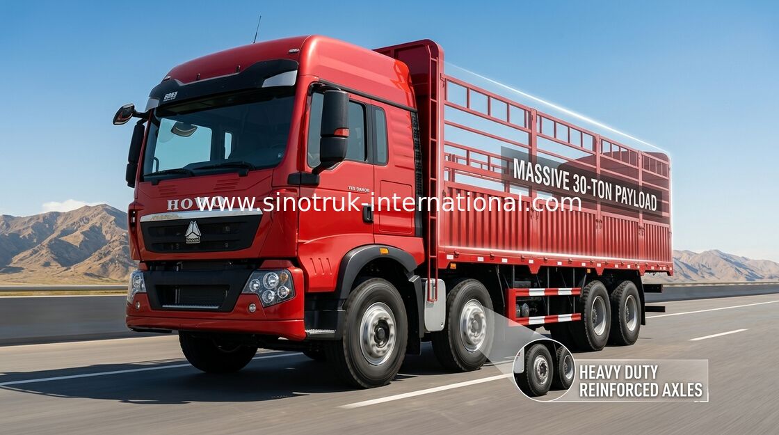Warehouse Type Cargo Stake Truck SINOTRUK HOWO 8X4 LHD Euro2 336HP