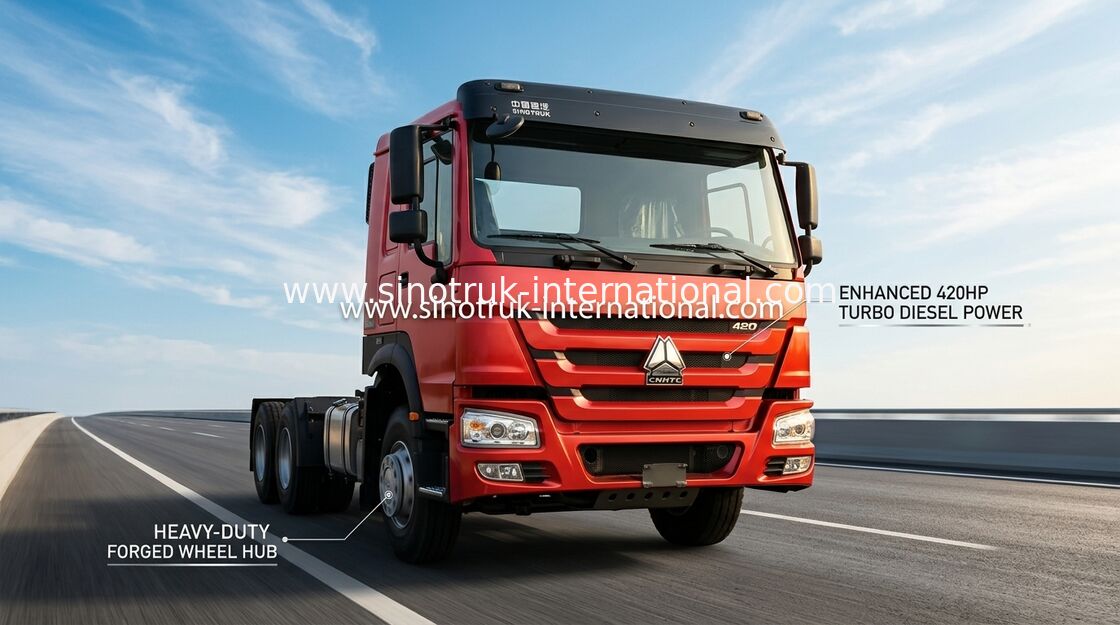 ساينو تراك هوو شاحنة جرار العلامة التجارية الجديدة 430Hp Lhd 10عجلات 6 × 4