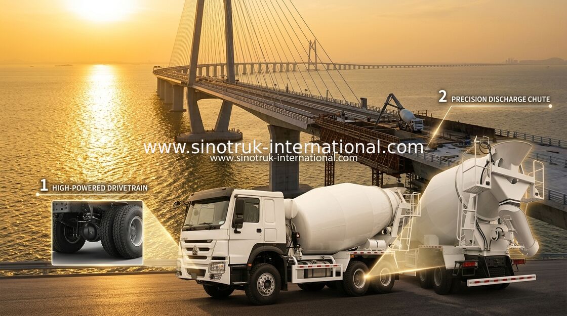 شاحنة مزيج الخرسانة Sinotruk Howo 380HP 6-10CBM 6 X 4 Euro 2 مصنع الخلط RHD