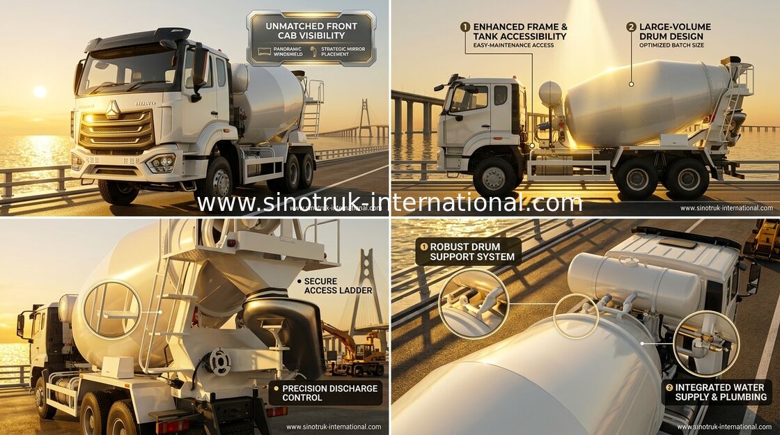 شاحنة مزج الخرسانة Sinotruk Howo N7 6-10CBM 6 X 4 Euro 2 مصنع خلط
