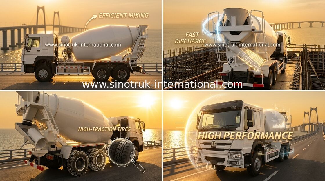 شاحنة خلط الخرسانة Sinotruk Howo 10-20CBM 6 X 4 Euro 2340Hp البناء