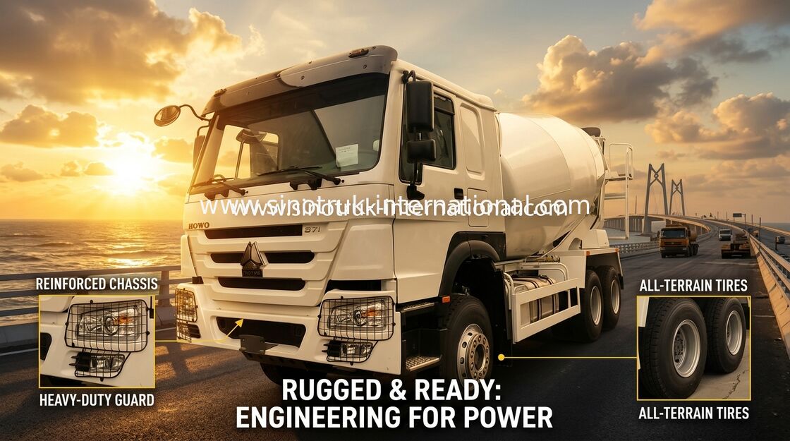 HOWO 371HP 10m3 شاحنة خلاط الخرسانة مع مضخة إيتون ومحرك للبناء الثقيل