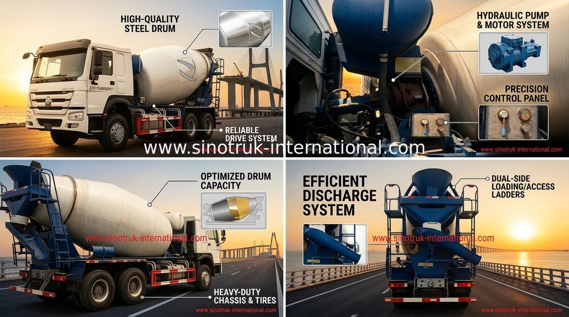 ZZ5257GJBM3841W Mobile Concrete Mixer Truck 10CBM WD615.87 290HP Engine