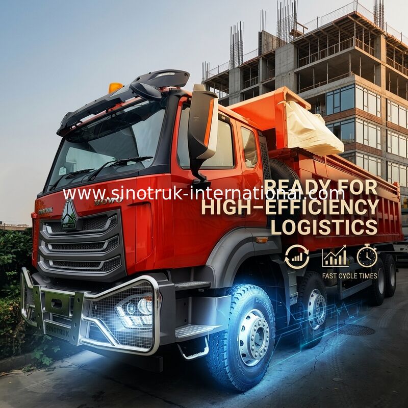 شاحنة قلاب HOWO 8×4 فائقة التحمل | قوة 371 حصان، سعة 27 متر مكعب، نقل ثقيل 80-100 طن