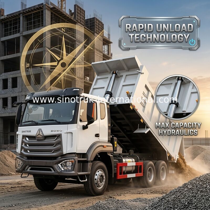 2 ركاب Sinotruk Hohan ناقلة النفايات ويتشاي المحرك 6 × 4 LHD 380HP مع نوع ناقل نقل يدوي