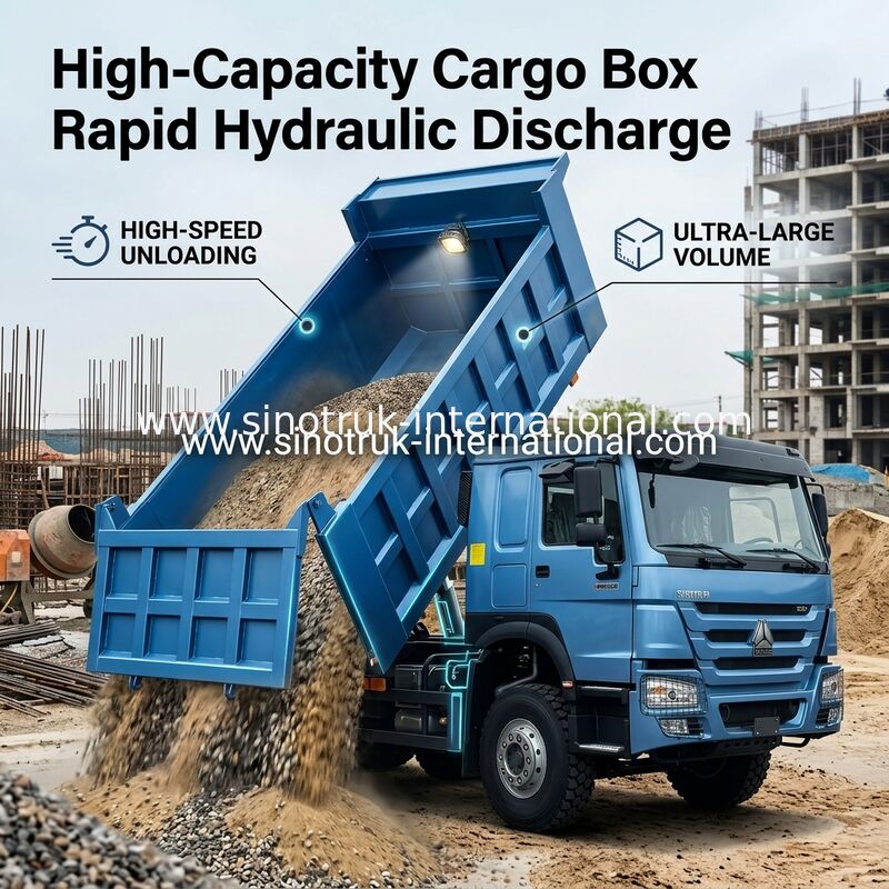 380 حصان سينوتروك هوو 8x4 شاحنة قمامة 12 عجلة HW76 ZZ3317V3567B1R RHD أزرق أنيق