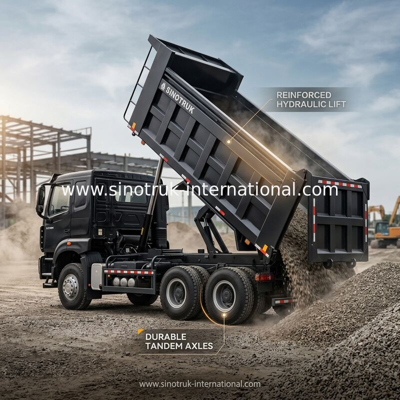 HOWO NX 380HP RHD شاحنة رمادية سوداء مع غطاء القماش