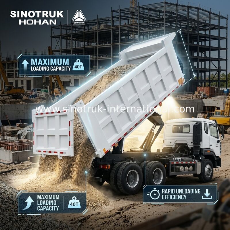 SINOTRUK HOWO 400 حصان شاحنة قمامة للإنشاءات N7 ضوء تحذير المصد العسكري